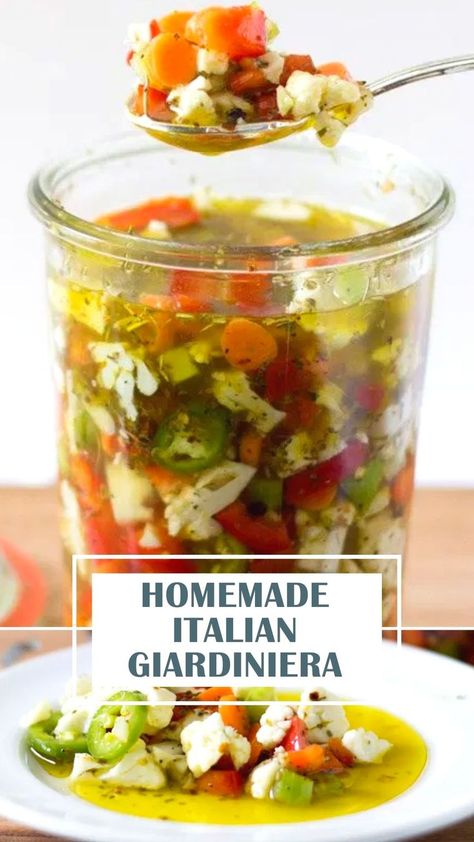 Gardenaire Recipes, Gardeniera Recipe, Giardinara Recipe, Recipes With Giardiniera, Recipes Using Giardiniera, Canning Giardiniera Recipe, How To Make Giardiniera, Pickled Vegetables Giardiniera, Hot Italian Giardiniera Recipe