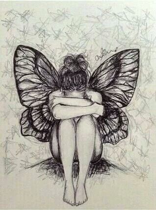 Kunst Tattoos, Couple Drawing, Fairy Drawings, White Drawing, Hur Man Målar, Art Drawings Sketches Pencil, Butterfly Drawing, Dark Art Drawings, Art Drawings Sketches Creative