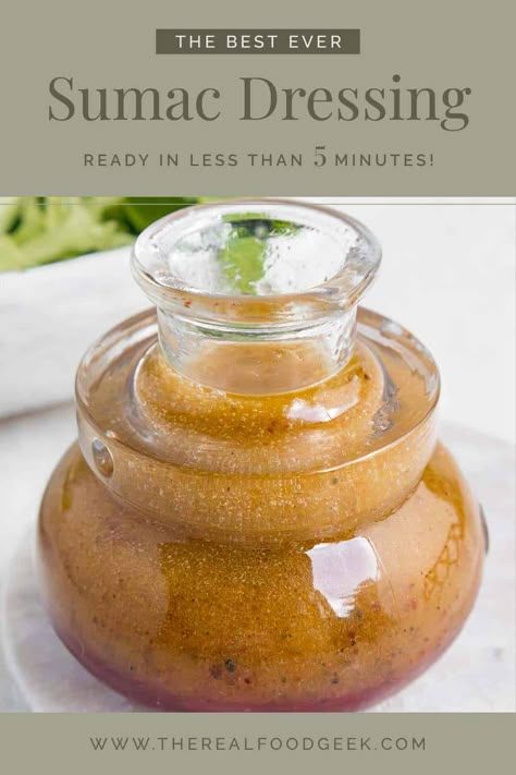 Sumac Dressing with Lemon (Ready in 5 Minutes!) Vegetarian Weeknight Dinners, Sumac Dressing, Sumac Recipes, Pasta Olive Oil, Simple Sauces, Sumac Spice, Vegetables Grilled, Sauce Ideas, Vegetarian Recipes Lunch