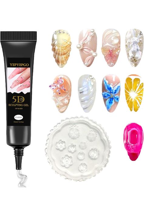 3D Sculpting Gel for Nail Art Design Nail Rhinestone Glue No Wipe Clear Molding Gel with 3D Silicone Mold for Carving, Drawing, Sculpture and Decoration Manicure Carving Drawing, 3d Silicone Mold, 3d Sculpting, Drawing Sculpture, Womens Nails, Design Nail, Rhinestone Nails, Uv Led, Pharmacy Gifts