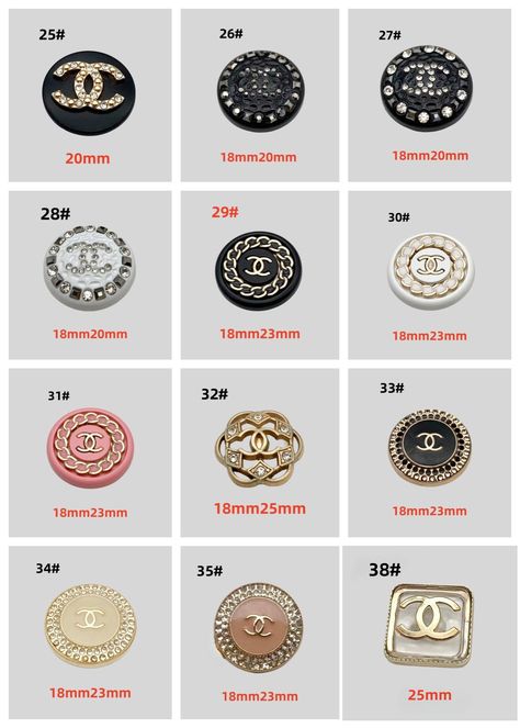 Chanel Designer Vintage Buttons TFFL666 for Luxury Jackets, Suits, Coats, Shirts, Blouses, Cardigans, Pants, Vests, Sweaters, Blazers, Trousers, Shorts, Skirts, Dresses, Trench Coats, Windbreakers, Haute Couture, etc. Chanel Buttons, Designer Buttons, Luxury Jacket, Texture Graphic Design, Chanel Jacket, Button Outfit, Chanel Designer, Shorts Skirts, Chanel Vintage