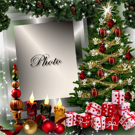 #Christmas Tree #Alma50 Merry Christmas Photo Frame, Xmas Frames, Merry Christmas Frame, Free Christmas Backgrounds, Christmas Picture Frames, Christmas Photo Album, November Christmas, Christmas Photo Frame, Merry Christmas Photos