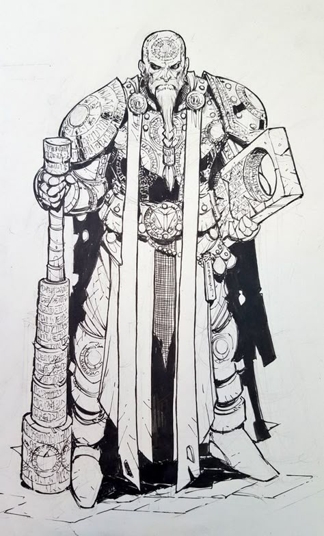 Max Dunbar Dnd, Max Dunbar Art, Dnd Cleric Art, Max Dunbar, Dungeons And Dragons Art, Samurai Artwork, Fantasy Heroes, Comic Layout, Creature Artwork