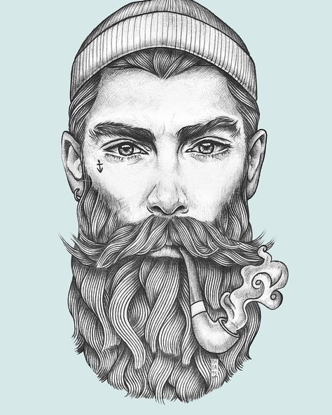 “Sailor ⚓️ NEW PRINT @society6/theanordal -- follow the link in my profile to get 20% off + worldwide free shipping! @society6 #sailor #society6promo…” Beard Drawing, Beard Art, Beard Tattoo, Fantasy Portraits, Bearded Man, Arte Fantasy, Art And Illustration, Art Watercolor, A Drawing