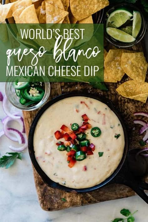 Indulge in the creamy bliss of our irresistible queso blanco dip! This crowd-pleasing appetizer is perfect for any occasion. Pair it with crispy tortilla chips for the ultimate snack or serve it alongside your favorite Mexican dishes for a burst of cheesy goodness. Quick and easy to prepare, our queso blanco dip recipe will have your guests coming back for more! Authentic Queso Recipe, White Queso Recipe, Queso Blanco Dip, Cheese Dip Mexican, Bbq Rub Recipe, Best Sauce Recipe, White Queso Dip, Sauces Recipes, Queso Dip Recipes