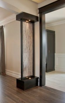 Entryway Fountain Ideas, Flat Renovation Ideas, Clinic Waiting Room, Indoor Waterfall Wall, Homemade Water Fountains, Indoor Waterfall Fountain, Flat Renovation, Foyer Ideas Entryway, Water Fountain Design