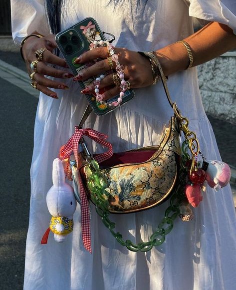 Phoebe Bridgers Kyoto, Accessorize Bags, Inside My Bag, Phoebe Bridgers, Pretty Bags, Mushroom Soup, Bag Charms, June 19, In My Bag