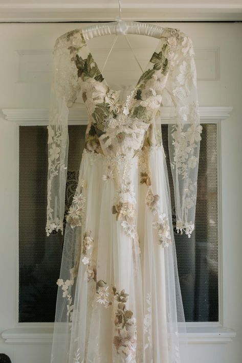 Primavera in a Floral Wonderland Floral Print Wedding Gown, Backless Floral Wedding Dress, Wedding Dresses Lace Flowers, Flower Child Wedding Dress, Forest Style Wedding Dress, Vintage Floral Wedding Dress, Wedding Dress With Vines, Floral Lace Wedding Dress Long Sleeve, Nontraditional Wedding Dress Bohemian