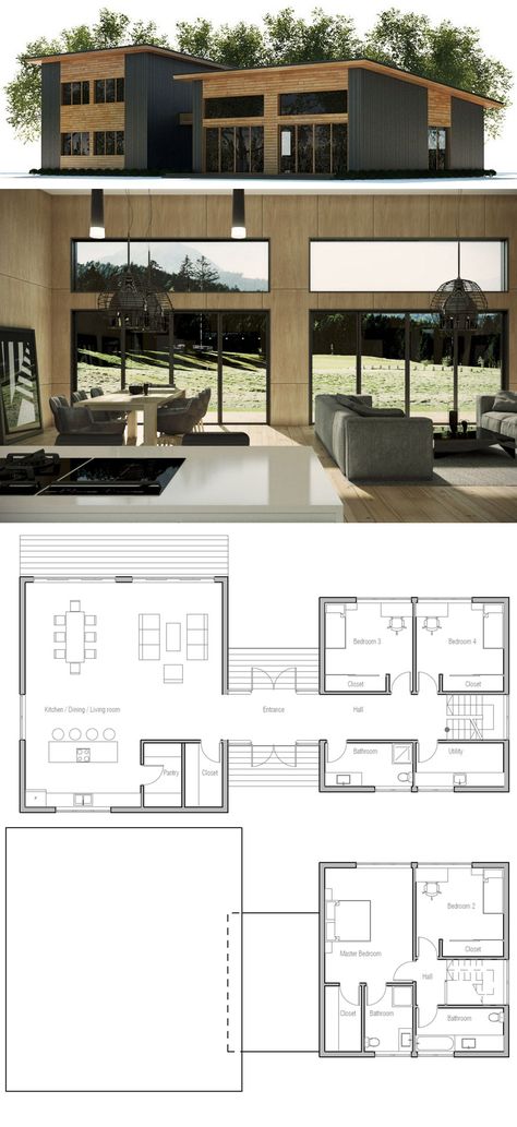 Modern House Plans, New Modern Home Plans #homeplans #houseplans #adhouseplans  #floorplans Industrial House Plans, Modern Contemporary House Plans, Small Modern House Plans, Plan Architecture, Modern Contemporary Homes, Building A Container Home, Minimalist House, Casa Country, Container House Plans