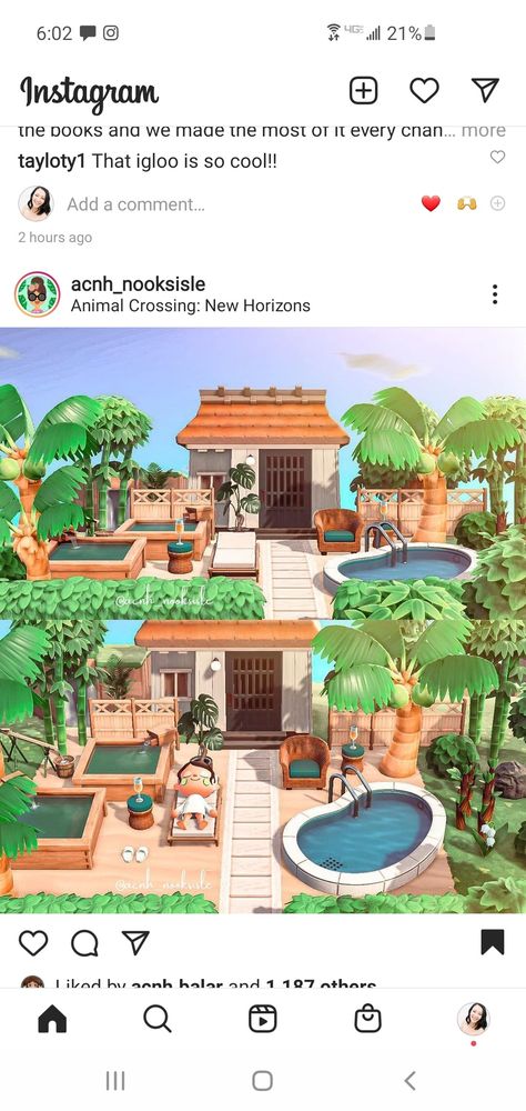 Acnh Resort Ideas, Acnh Tropical, Tiki House, Waterfall Ideas, Tropical Beach Resorts, Resort Island, Animal Crossing 3ds, Town Ideas, Animal Crossing Memes