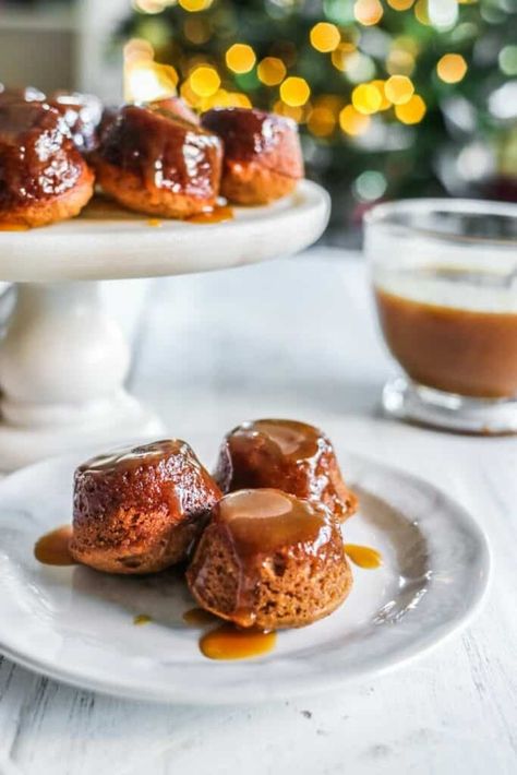 Your New Favorite: Gluten-Free Mini Sticky Toffee Pudding - G-Free Foodie Figgy Pudding Recipe, Raisin Bread Pudding, Mini Cupcake Pan, Best Gluten Free Desserts, Paleo Gluten Free Recipes, British Desserts, Rich Cake, Toffee Sauce, Christmas Miracle