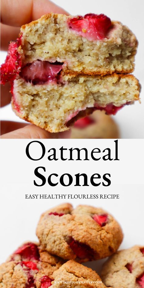 Healthy recipe for flourless oatmeal scones - a great small breakfast on the go or a healthy snack whenever you feel a little hungry! Scones Healthy Recipe, Oatmeal Scones Recipe, Flourless Oatmeal Bread, Healthy Scones Recipe, Healthier Scone Recipe, Healthy Scones Recipe Clean Eating, Scones Recipe Healthy, Healthy Scones Recipe Oats, Oat Scones Recipe