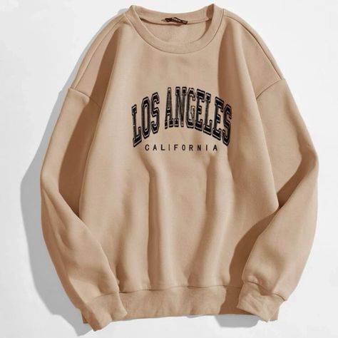 Size 2x. Never Worn. No Tags Los Angeles Print, Jersey Vintage, White Boho Dress, Letter Print Sweatshirt, Loose Pullover, Mode Vintage, Look Plus, Pullover Sweatshirts, Long Sleeve Sweatshirts