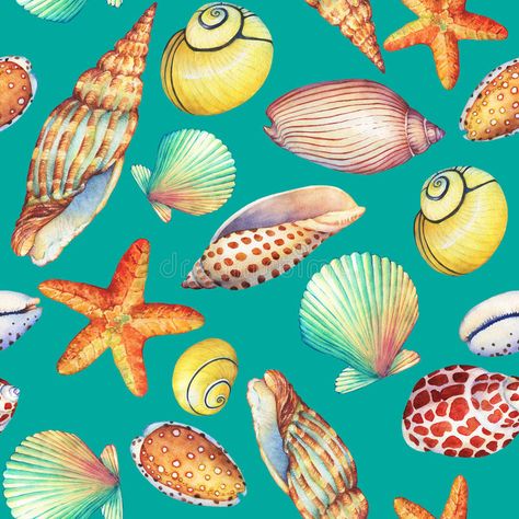 Seamless pattern with underwater life objects, isolated on turquoise background. #Sponsored , #sponsored, #Affiliate, #pattern, #life, #turquoise, #underwater Sea Star Illustration, Star Illustration, Watercolor Fish, Photo Texture, Background Watercolor, Turquoise Background, Underwater Life, Sea Star, Light Background