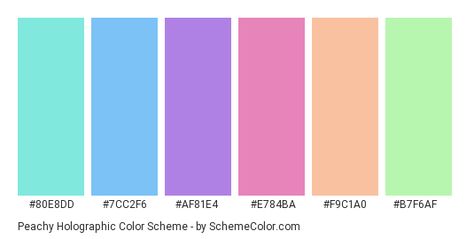 Peachy Holographic Color Scheme » Blue » SchemeColor.com Opal Colour Palette, Holographic Colour Palette, Pearlescent Color Palette, Iridescent Color Scheme, Holo Color Palette, Hologram Color Palette, Opalescent Color Palette, Intuitive Aesthetic, Iridescent Color Palette