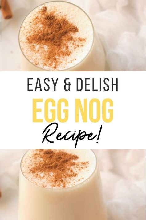 Making this easy egg nog recipe is quick and fun. It's the perfect holiday drink to share at all your parties and gatherings! Homemade Egg Nog Easy, Egg Nog Shake Recipe, Best Egg Nog Recipe Homemade, Spiked Egg Nog Recipe Homemade, Healthy Egg Nog, Diy Egg Nog, Egg Nog With Alcohol, Egg Nog Recipe Homemade Non Alcoholic, Old Fashioned Egg Nog