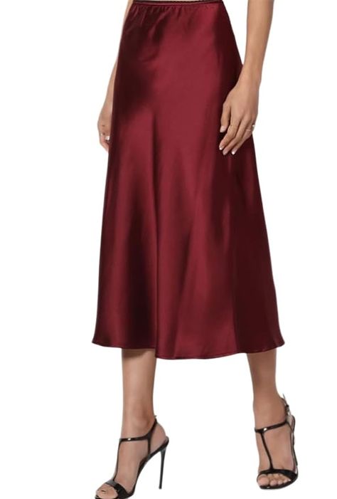 Line Silk Satin Skirt Maroon Skirt, Satin Skirt, Beautiful Blouses, Silk Skirt, Silk Satin, Skirt Length, Mid Length, Daily Wear, A Line