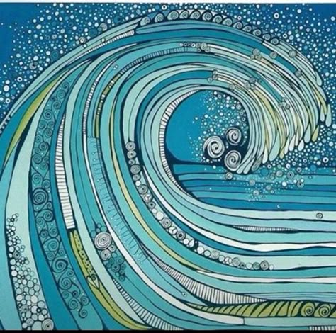 Posca Art, Zentangle Drawings, Wave Art, Watercolor Abstract, Doodle Art Designs, Glass Fusing, Surf Art, Zentangle Art, Zentangle Patterns