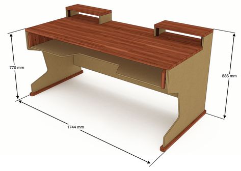 Hi folks! I recently finished building my home studio desk. This includes an 88 key tray. A few people said they'd like to have some plans - so I made a video guide, with some downloadable plans!  Just follow the link!  #homestudiodesk #studiodesk #88key #homerecording #homestudio #diydesk #diy #diystudiodesk #deskplans #studiodeskplans Studio Desk Diy, Diy Studio Desk, Diy Home Studio, Recording Desk, Music Studio Desk, Recording Studio Furniture, Recording Studio Desk, Keyboard Table, Computer Table Design