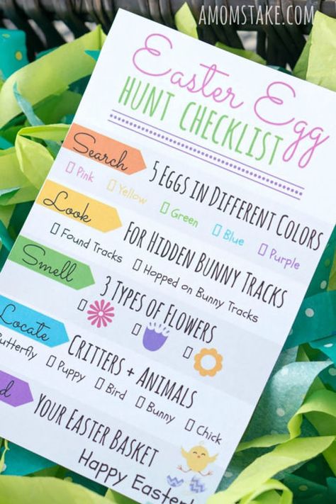 Make An Interactive Checklist:  Make your own unique checklist or use this printable to craft a hunt that's even more fun and engaging for the kids. Easter Egg Hunt Ideas, Egg Hunt Ideas, Unique Easter Eggs, Easter Egg Hunt Party, Egg Hunt Party, Easter Games For Kids, Creative Easter Eggs, Easter Hunt, Easter Games