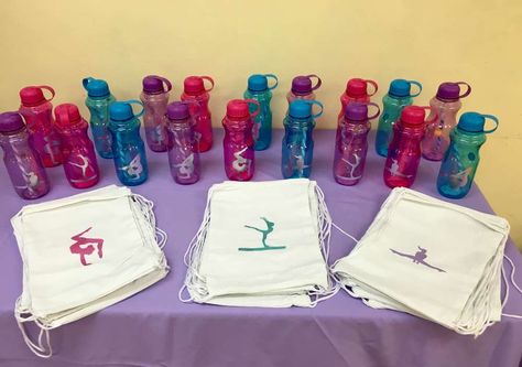 Nyah's Gymnastics Party | CatchMyParty.com Tumbling Party Ideas, Gymnastic Party Ideas, Gymnastic Party, Gymnastics Party Ideas Decoration, Tumbling Birthday Party Ideas, Gymnastic Birthday Party Ideas, Gymnastics Birthday Party Ideas, Gymnastic Themed Birthday Party, Gymnastics Party Ideas