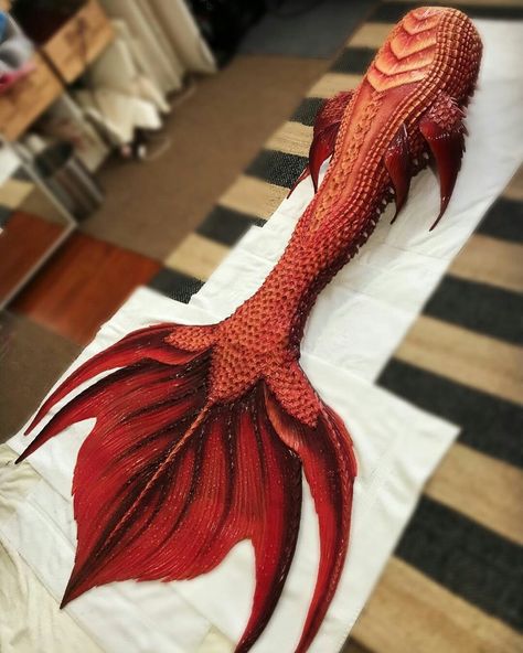 Red Merman Tail, Red Mermaid Tail Aesthetic, Silicone Mermaid Tails Realistic, Red Mermaid Aesthetic, Mermaid Tail Designs, Orange Mermaid Tail, Finfolk Mermaid Tails, Mermaid Tail Aesthetic, Red Mermaid Tail