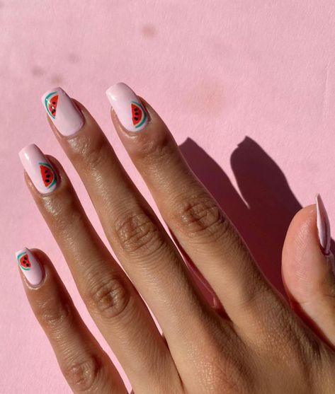 watermelon nails, summer nails, cute summer nails, summer nails 2022, watermelon nail art, watermelon nails designs, watermelon tip nails, watermelon ombre nails, summer nail art designs, fruity nail art design, nail designs 2022, watermelon acrylic nails, watermelon nail design ideas Nails Watermelon Design, Nail Art Watermelon, Yalda Nail Design, Pink Watermelon Nails, Watermelon Nails Design, Summer Nails Watermelon, Pink Tapered Square Nails, Nails Watermelon, Fruity Nails