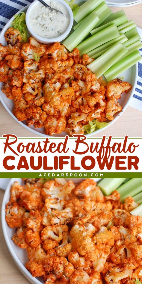 Score big with the BEST Game Day recipes! Try this crispy, creamy, healthy, and easy appetizer recipe for a crowd. It’s the ultimate buffalo cauliflower recipe that everyone will love! Perfect for snacking during the big game. Cheap Healthy Appetizers For Party, Veggie Game Day Recipes, Superbowl Party Food Ideas Entertaining, Easy Healthy Dips And Appetizers, Easy Protein Appetizers, Game Day Healthy Food, Game Snacks Football, Super Bowl Appetizers Healthy, Low Calorie Appetizers For Party