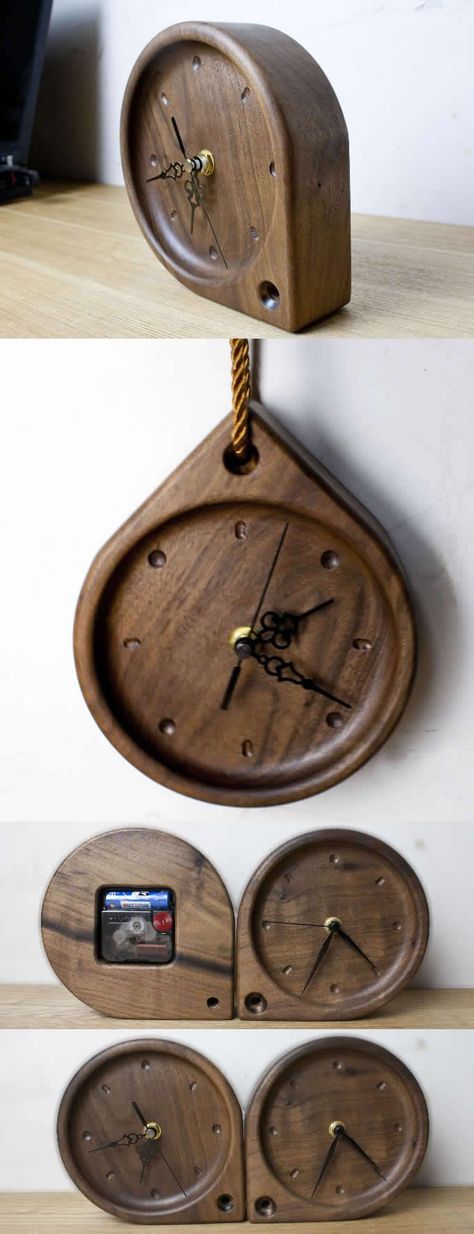 Modern Wooden Desk, Wood Clock Design, Kitchen Wall Clock, Wooden Clocks, Black Clock, Diy Wall Clock, Wall Clock Wooden, Kitchen Clocks, Into The Wood