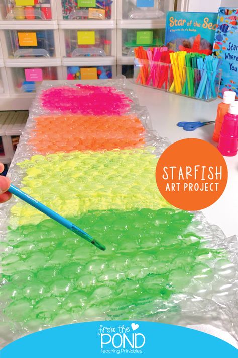 Starfish Art Project for Kids Starfish Activity, Starfish Template, Organized Craft Space, Starfish Craft, Starfish Painting, Starfish Art, Teaching Printables, Orange Paper, Yellow Paper