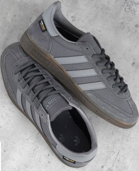 Grey Spezial Adidas, Terrace Fashion, Adidas Gazelle Grey, Grey Adidas Shoes, Adidas Spzl, Adidas Suede, Adidas Casual, Adidas Handball Spezial, Adidas Grey