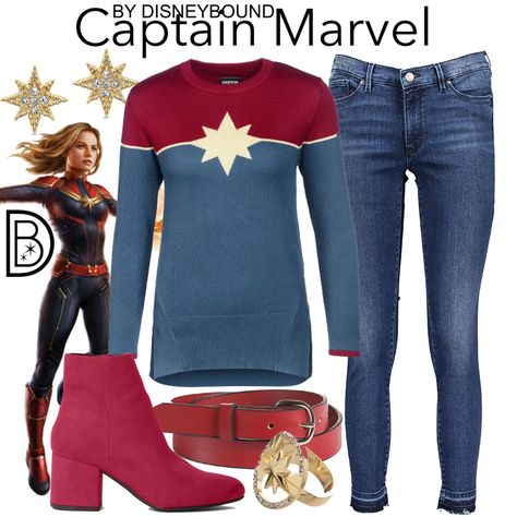 DisneyBound - Captain Marvel Captain America Outfit For Women, Captain Marvel Disneybound, Avengers Inspired Outfits, Avengers Disneybound, Disney Character Inspired Outfits, Marvel Disneybound, Marvel Clothing, Geek Outfits, Marvel Outfits