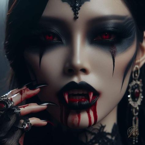 Vampire Women, Beautiful Halloween Makeup, Halloween Shadow Box, Gothic Photography, Vampire Pictures, Evil Tattoos, Vampire Makeup, Beautiful Crazy, Halloween Beauty