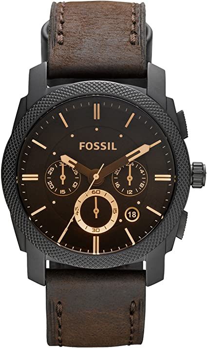 Amazon.com: Fossil Machine Quartz Leather Chronograph Watch, Color: Black, Brown, 22 (Model: FS4656IE): Fossil: Watches Fossil Watches For Men, Brown Leather Strap Watch, Brown Leather Watch, Black Leather Watch, Skeleton Watches, Mens Chronograph, Fossil Watch, Fossil Watches, Brown Leather Strap