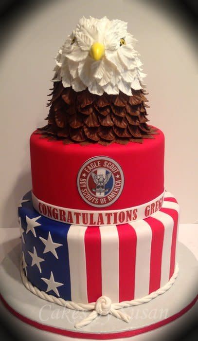 Scout Cake Ideas, Boy Scout Cake, Cub Scout Cake, Eagle Scout Cake, Marine Core, Eagle Ceremony, Boy Scouts Eagle, Military Cake, Eagle Scout Ceremony