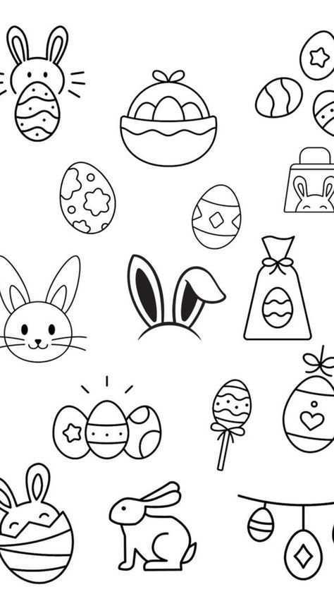 Easter Calendar Doodles, April Doodles Easy, Spring Doodles Aesthetic, April Calendar Doodles, Simple Easter Drawing Ideas, March Doodles Easy, Easter Egg Doodle, Easter Journal Ideas, Easy Bunny Doodle