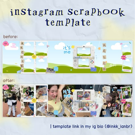 Scrapbook Ideas For Instagram, Free Scrapbook Templates, Performance Task Design Ideas, Canva Templates Free, Collage Scrapbook Layouts, Moodboard Template, Instagram Scrapbook, Editing Templates, Instagram Design Creative