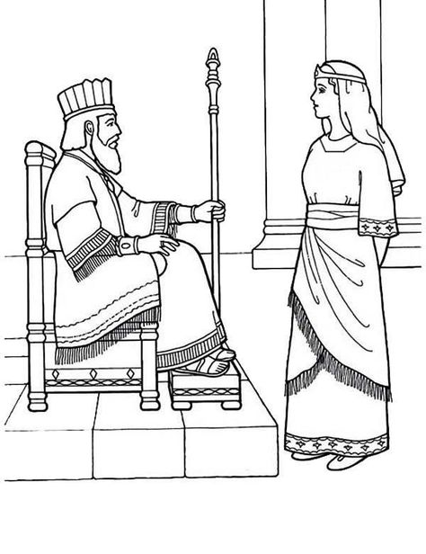 Queen Esther Crafts, Queen Esther Bible Story, Queen Esther Bible, Free Bible Coloring Pages, Esther Bible, Ancient Sumer, Bible Object Lessons, Queen Esther, Bible Coloring Pages