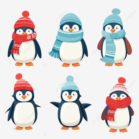 christmas seamless pattern of cute cartoon penguins with warm clothes winter vector illustration p Penguin Clipart Cute, Cute Penguin Illustration, Clothes Clipart, Winter Vector, Penguin Clipart, Penguin Cartoon, Penguin Illustration, Cartoon Penguin, Christmas Seamless Pattern