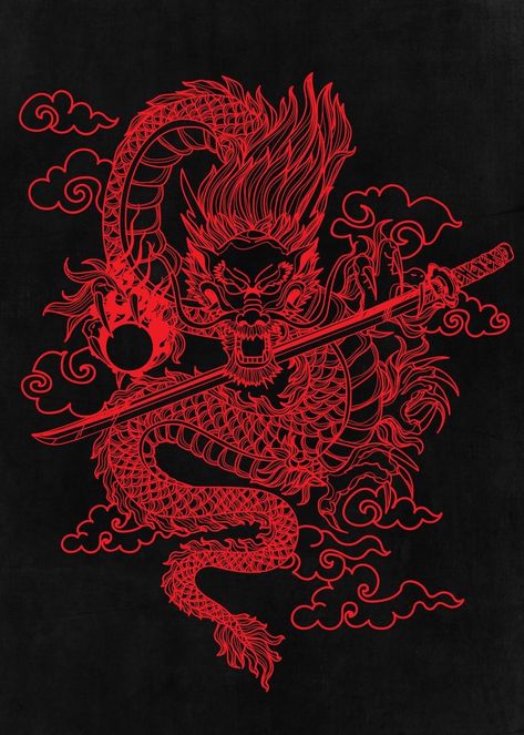 Red Chinese Dragon, Tattoo Poster, Clever Logo Design, Dragon Wallpaper Iphone, Chinese Dragon Tattoos, Tattoo Posters, Red And Black Wallpaper, Cool Pictures For Wallpaper, Japanese Tattoo Art