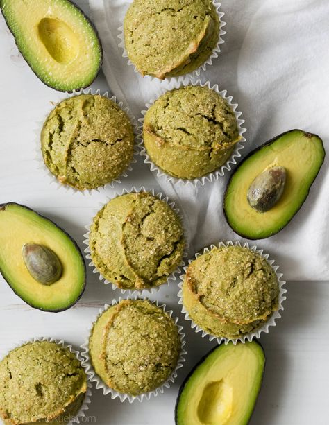 Avocado Muffins — Honey Blonde Avocado Breakfast Ideas, Avocado For Breakfast, Avocado Recipes Dessert, Avocado Muffins, Work Conference, Avocado Dessert, Clean Breakfast, Healthy Breakfast Muffins, High Protein Desserts