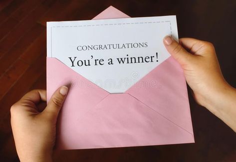 A letter that says Congratulations You`re a winner! with hands holding a pink en #Sponsored , #ad, #sponsored, #Congratulations, #pink, #en, #winner Poetry Contest, Female Hands, Pink Envelope, Say Congratulations, You Poem, Short Poems, Hands Holding, Pink Envelopes, Vacation Club