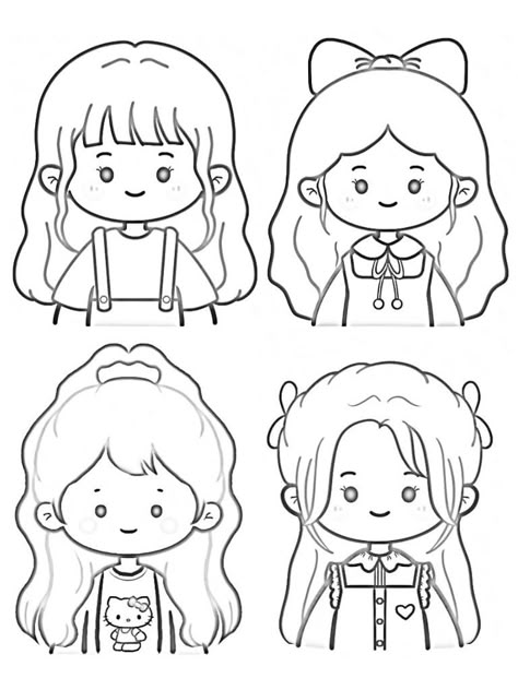 Chibi Coloring Pages, Draw Chibi, Hadiah Diy, Cute Easy Doodles, 캐릭터 드로잉, Easy Doodles Drawings, Easy Drawings Sketches, Cute Doodles Drawings, Cute Doodle Art