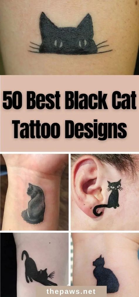 If you are looking for a black cat tattoo design idea, then look no further because we've gathered up 50 best black cat tattoos for you! Small Cat Silhouette Tattoo, Small Black Cat Tattoo Silhouette, Simple Black Cat Tattoo Designs, Cute Cat Tattoo Designs, Two Black Cat Tattoo, Black Kitten Tattoo, Black Cat Fine Line Tattoo, Black Cat Head Tattoo, Two Black Cats Tattoo