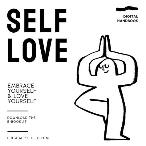 Self love ebook Instagram post template, editable text | free image by rawpixel.com / Ling Yoga And Art Studio, Self Care Graphic Design Poster, Wellness Illustration Graphic Design, Text Instagram Posts, Yoga Instagram Post Ideas, Mindfulness Illustrations, Meditation Branding, Selflove Illustration, Wellness Poster