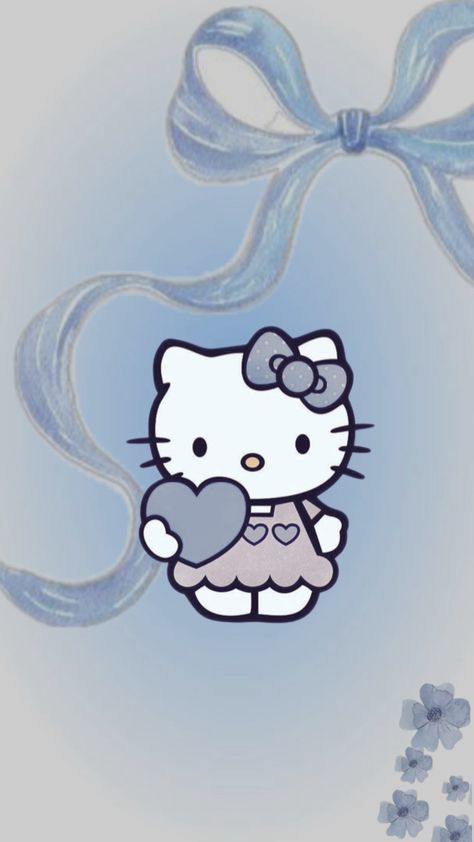 Blue hello kitty wallpaper with bow Blue Hello Kitty Wallpaper, Blue Hello Kitty, Hello Kitt, Cute Blue Wallpaper, Hello Kitty Characters, Cute Christmas Wallpaper, Hello Kitty Christmas, Wallpaper Iphone Christmas, Light Blue Background