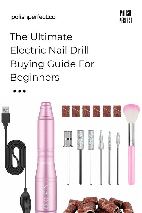 The Ultimate Electric Nail Drill Buying Guide for Beginners with various attachments and accessories. Electric Nail Drill Bits Guide, Nail Drill Bits Guide, Pedicures At Home, Easiest Nail Art, Best Nail Drill, Nail Filing, The Best Nails, Electric Nail Drill, Electric Nail File