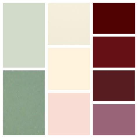 Green And Burgundy Aesthetic, Mint Burgundy Color Palettes, Colours That Go With Wine Colour, Color Pallets With Burgundy, Colors That Complement Burgundy, Burgundy Cream Color Palette, Pink Burgundy Green Color Palette, Green And Maroon Color Palette, Color Palette Bordeaux Burgundy