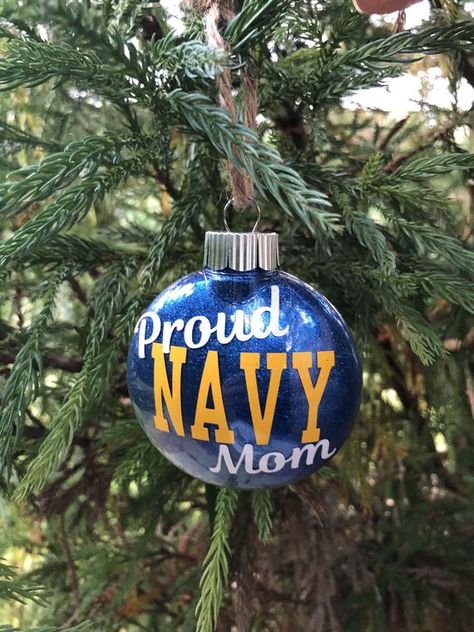 Proud NAVY, Navy Family Christmas Tree Ornament, Navy Mom, USNA, Go Navy, Naval Academy Ornaments, N Marine Corps Christmas Tree, Crafty Christmas Gifts, Military Christmas, Navy Families, Navy Decor, Family Christmas Tree, Navy Christmas, Go Navy, Navy Gifts