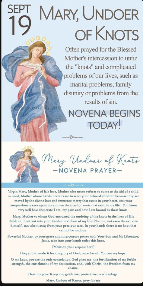 Mary Undoer Of Knots Novena, Apparitions Of Mary, Mary Undoer Of Knots Prayer, Undoer Of Knots Novena, Novena Prayers Catholic, Mary Undoer Of Knots, Rosary Novena, Rosary Prayers Catholic, Catholic Prayers Daily